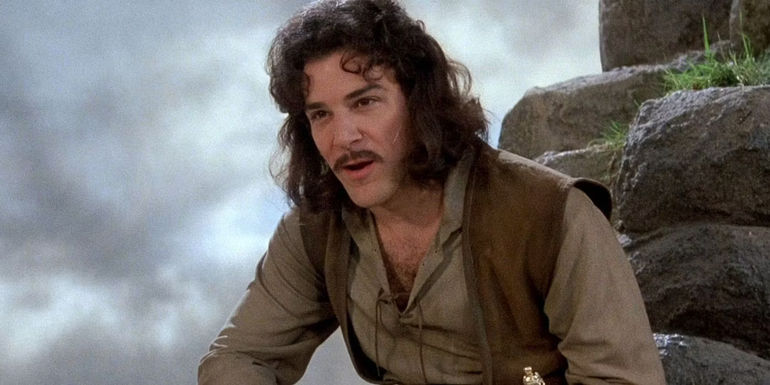 Inigo Montoya sitting on a rock mid-speech in The Princess Bride