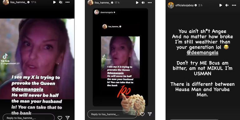 Lisa Hamme's Instagram Story about Angela Deem and Usman Umar feud, and Usman's IG Story fighting back