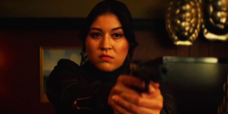 Maya Lopez aiming a gun in Echo trailer