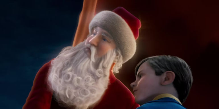 Santa and the boy in the Polar Express