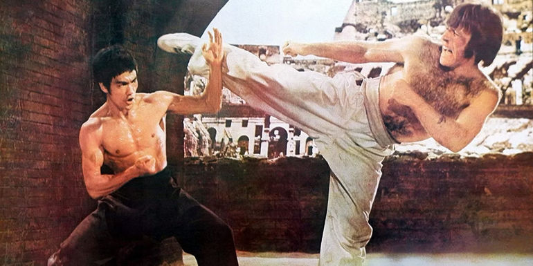 Bruce Lee fighting Chuck Norris in Way of the Dragon
