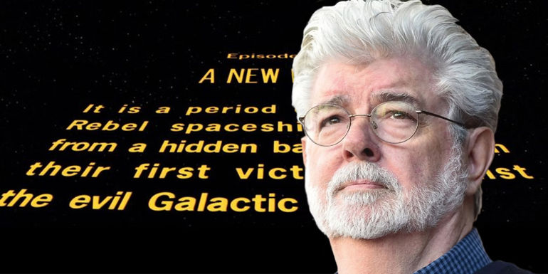 George Lucas and the opening crawl for the original Star Wars, A New Hope