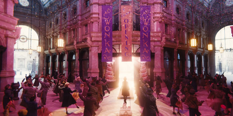 Willy Wonka walks into his chocolate shop in Wonka