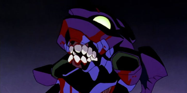 Evangelion's Unit 01 going berserk against Zeruel.