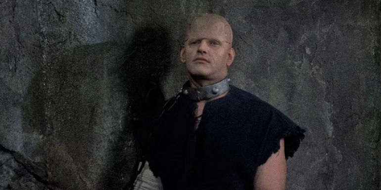 David Prowse as Frankenstein's monster looking scary in the horror of frankenstein