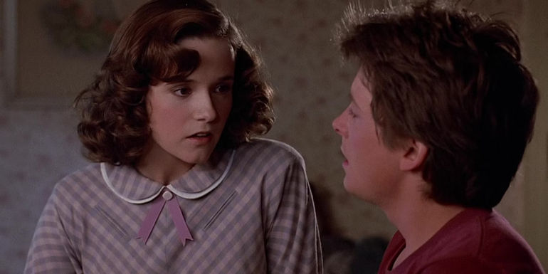 Marty and Lorraine in her bedroom in Back to the Future