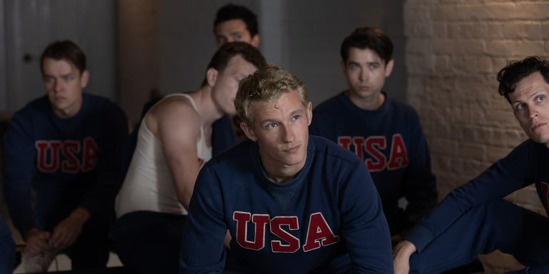 callum turns listens attentively in the boys in the boat