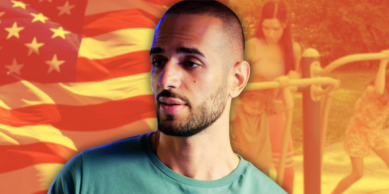 90 Day Fiancé's Razvan with Amanda and American flag