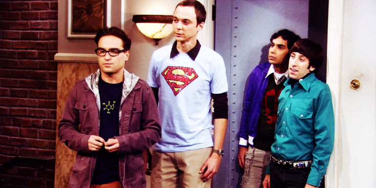 Johnny Galecki as Leonard, Jim Parsons as Sheldon, Kunal Nayyar as Raj, and Simon Helberg as Howard in The Big Bang Theory season 2