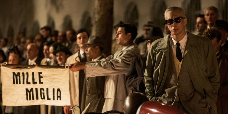 Adam Driver as Enzo Ferrari in Ferrari