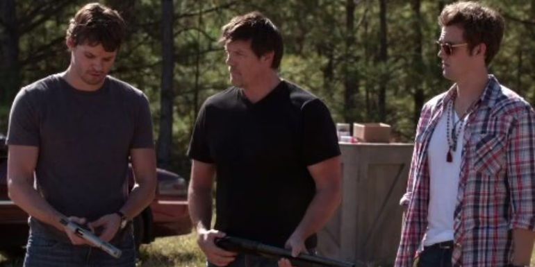 Dan, Julian, and Chris getting read to rescue Nathan in One Tree Hill