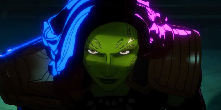 Gamora in blue and pink light in What If...? season 2 trailer