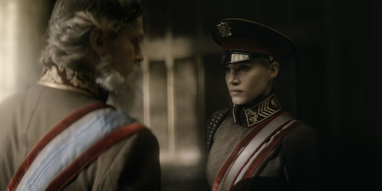 Rebel Moon Kora Sofia Boutella Imperium Military Uniform Talks King Carey Elwes