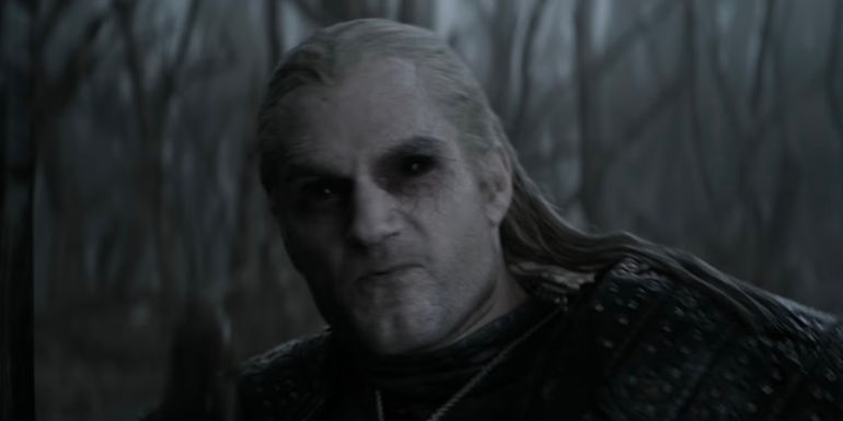 Geralt squinting at a kikimora in The Witcher season 1.