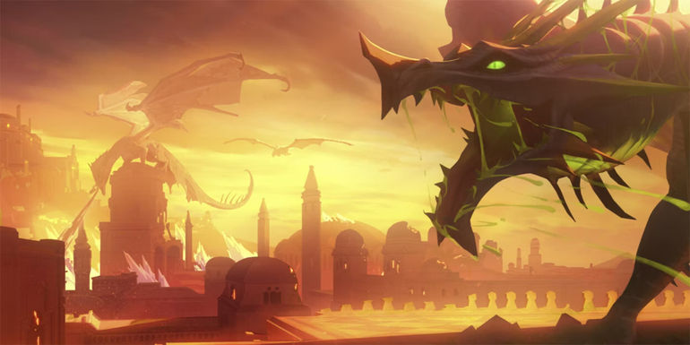 Umbrasyl (Matt Mercer) assaulting a city alongside the Chroma Conclave in The Legend of Vox Machina