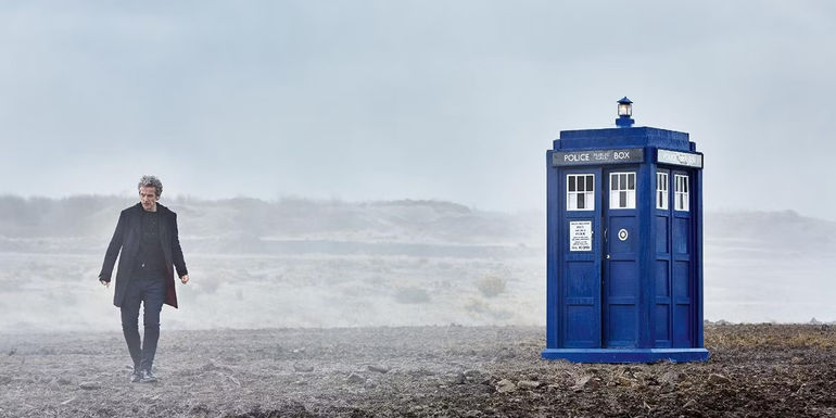 The Doctor on Skaro outside the TARDIS in Doctor Who