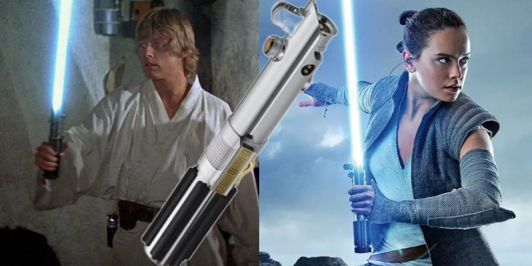 Luke and Rey Wielding Anakin Skywalker Lightsaber