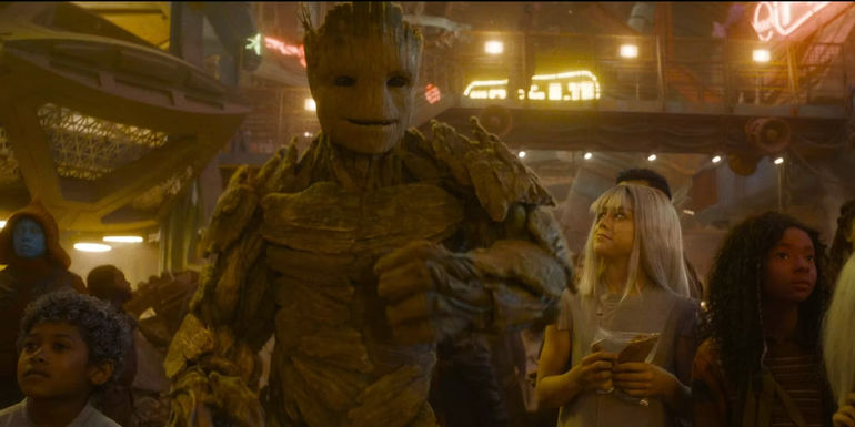 Groot dances at the end of Guardians of the Galaxy Vol 3