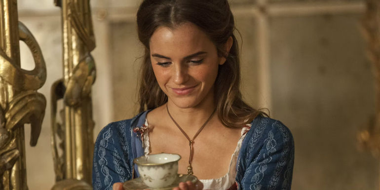 Emma Watson as Belle with a Teacup in Beauty and the Beast