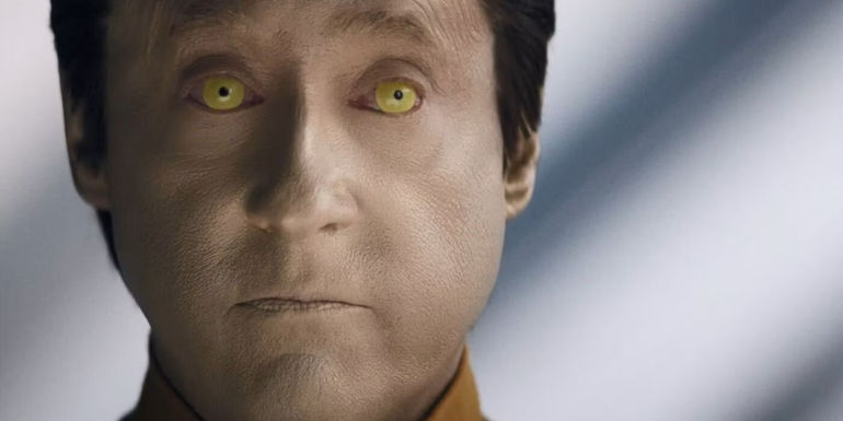 A close-up image of Data in Star Trek: Discard