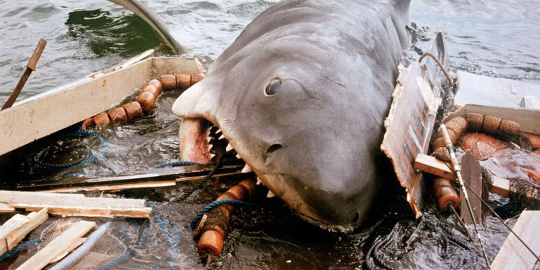 Shark eating a boat in Jaws