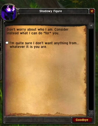world of warcraft classic season of discovery shadowy figure dialogue 1