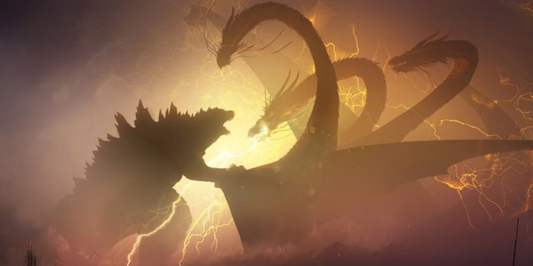 Godzilla fights King Ghidorah in Godzilla: King of the Monsters.