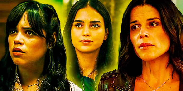 Composite image of Tara, Sam, and Sid all looking concerned in the Scream movies.