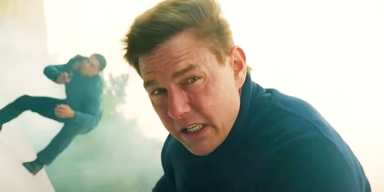 Tom Cruise on a train as Ethan Hunt in Mission: Impossible – Dead Reckoning Part One