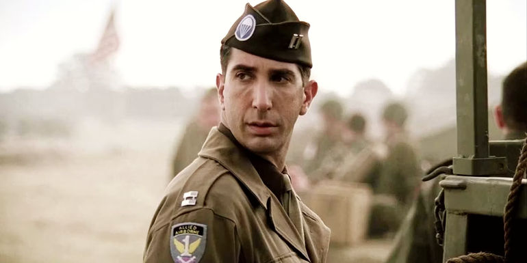 Captain Herbert Sobel (David Schimmer) in his uniform in Band of Brothers