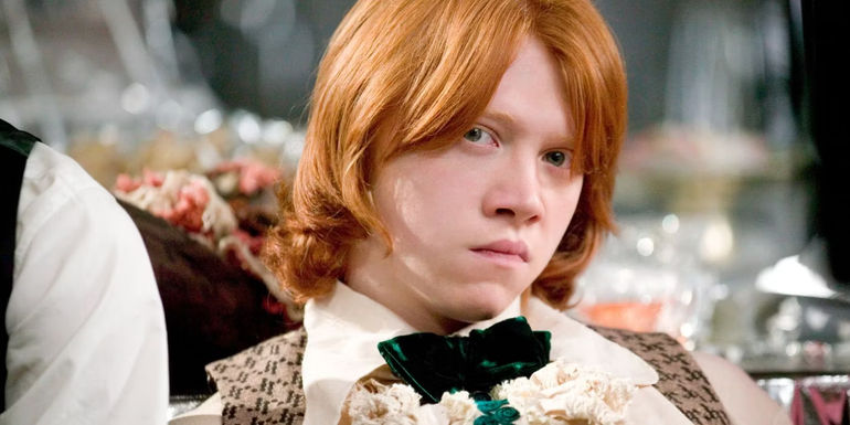 Ron looking angry at the Yule Ball in Harry Potter.