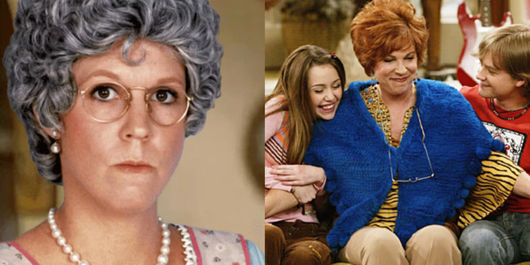 A split image of Vicki Lawrence From Mama's Family and Hannah Montana