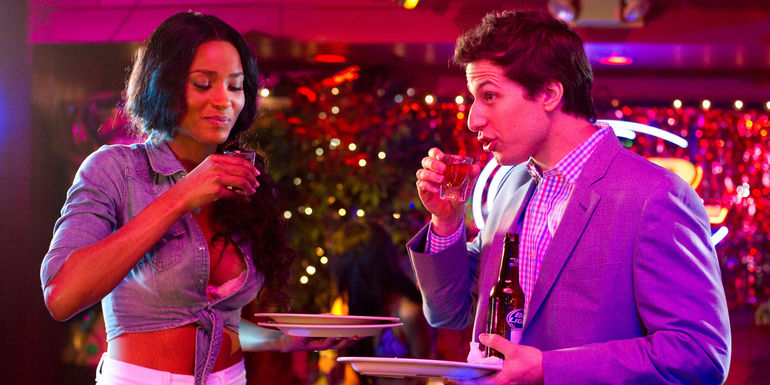 Brie (Ciara) and Todd (Andy Samberg) taking shots in That's My Boy.