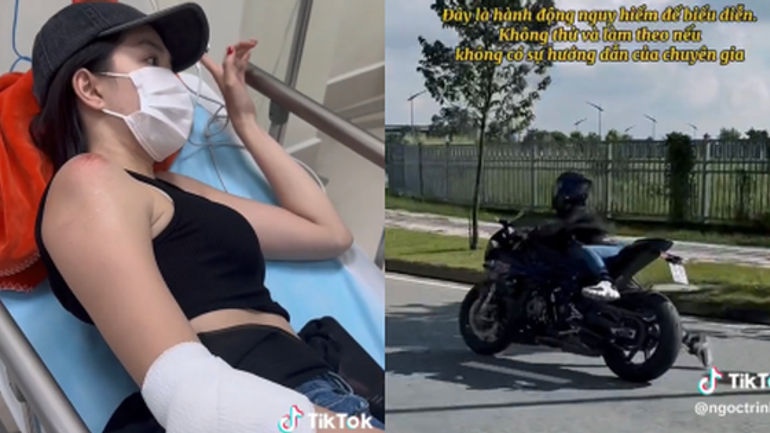 Ngọc Trinh chia sẻ khoảnh khắc hấp dẫn khi vừa tạo dáng vừa lái moto, lên tiếng xác nhận sai sót