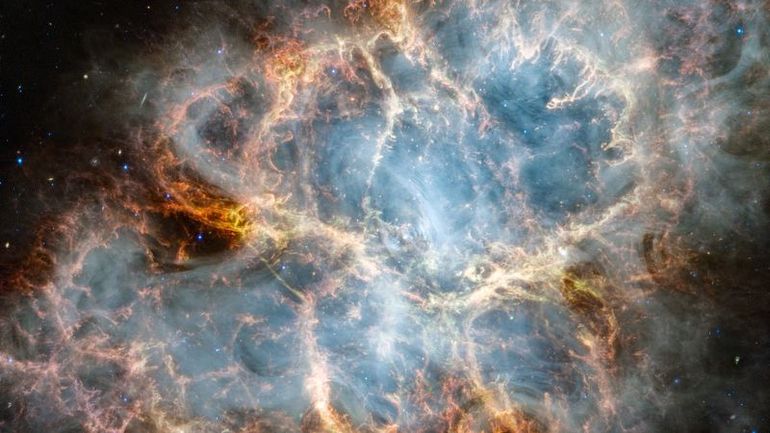 Crab Nebula's Eerie Luminescence Captured by Webb Telescope