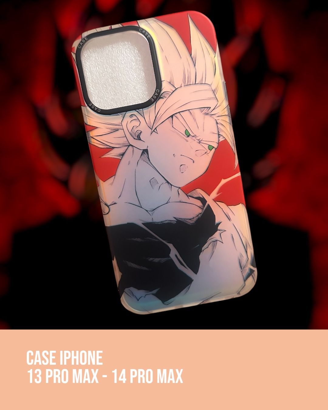 Forro de Dragon Ball Goku rojo de iphone 13 pro max y iphone 14 pro max 
