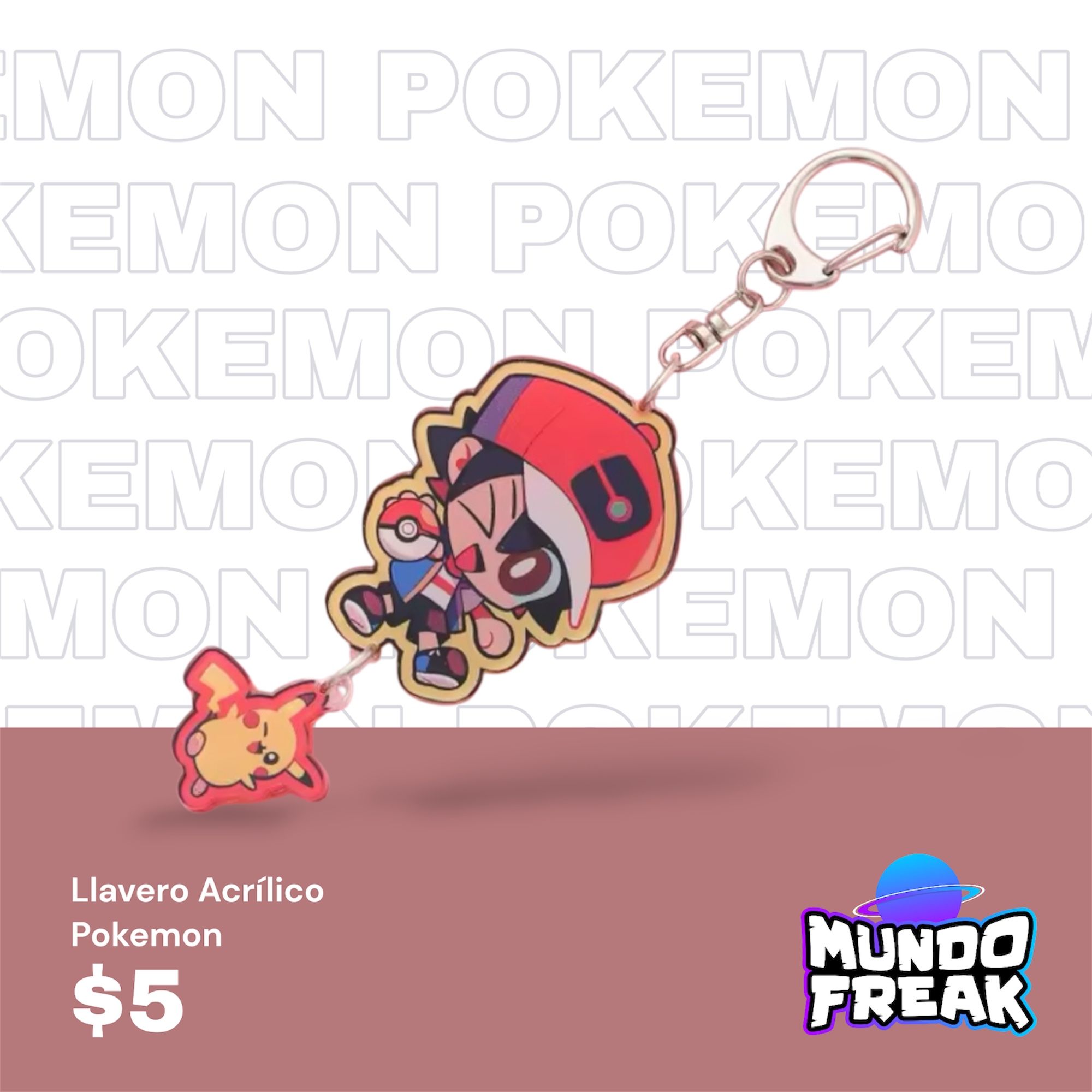 Llavero pokemon entrenador tres acrilicos