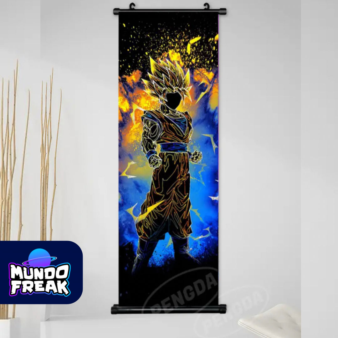 Pergamino Dragon Ball goku sayayin 2 naranja  20x60 - Vista 2
