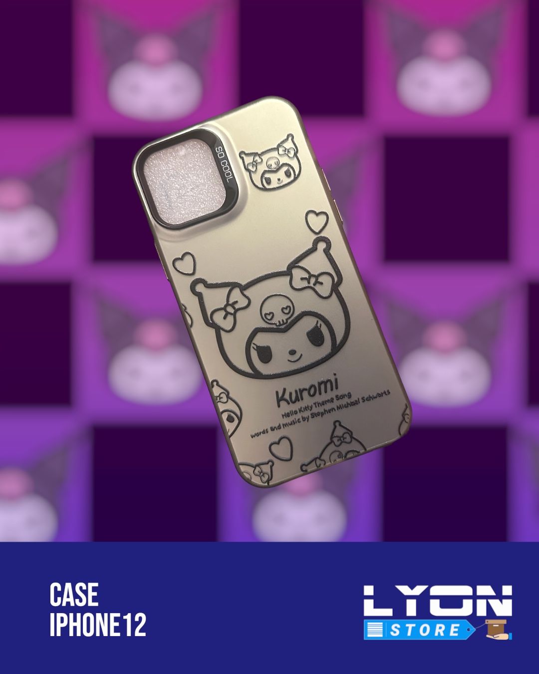 Forro de Kuromi plateado de iphone 12 