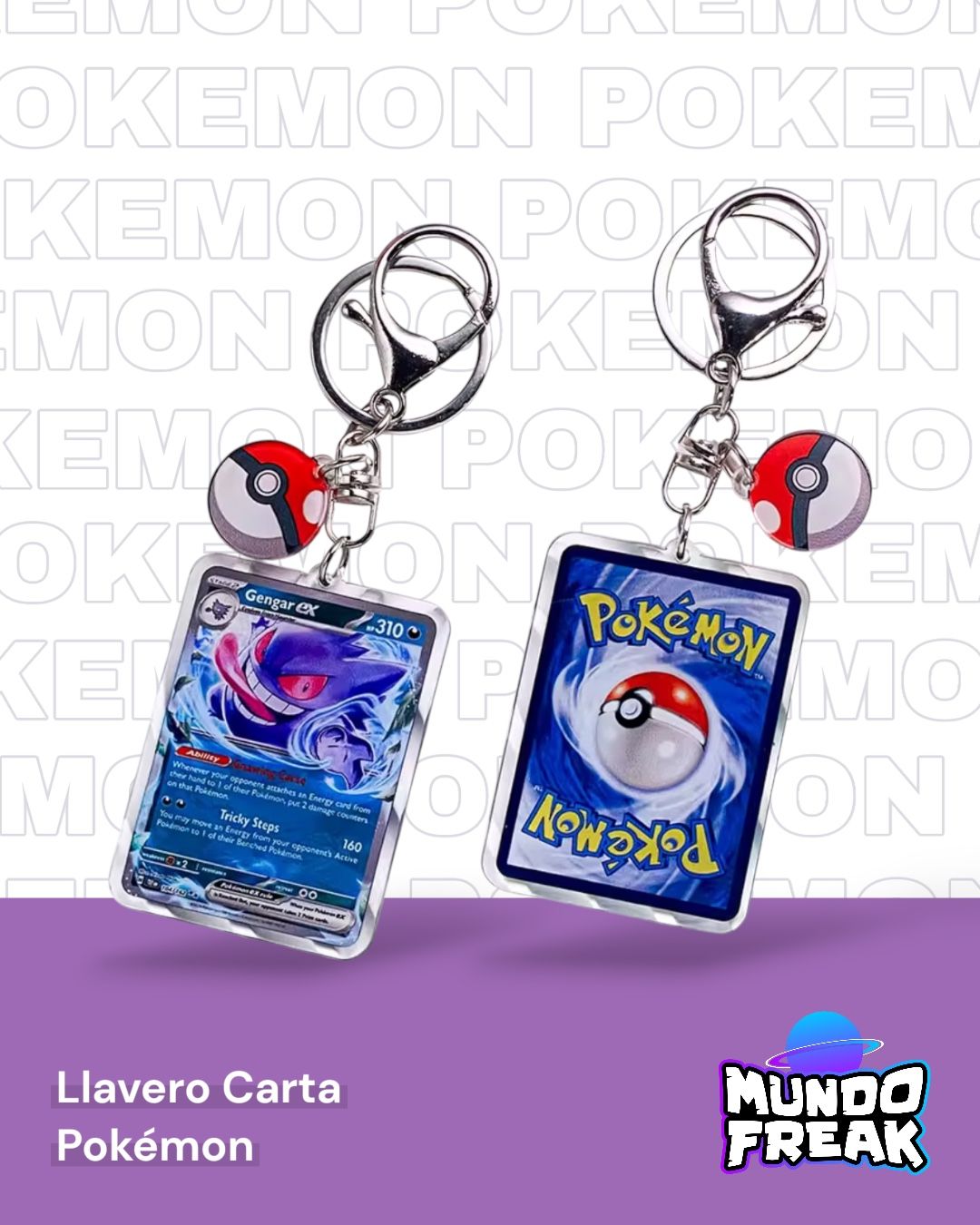 Llavero Carta Pokémon Gengar Azul