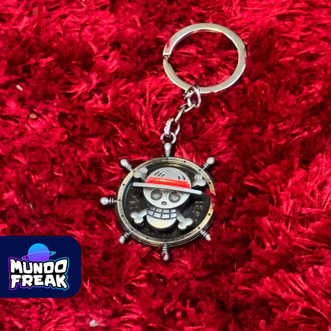 Llavero Metalico Giratorio Plateado de One Piece