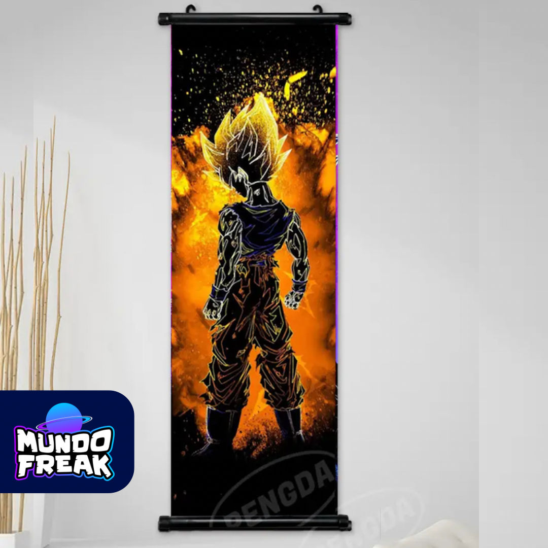 Pergamino Dragon Ball goku sayayin 2 naranja  20x60 - Vista 5