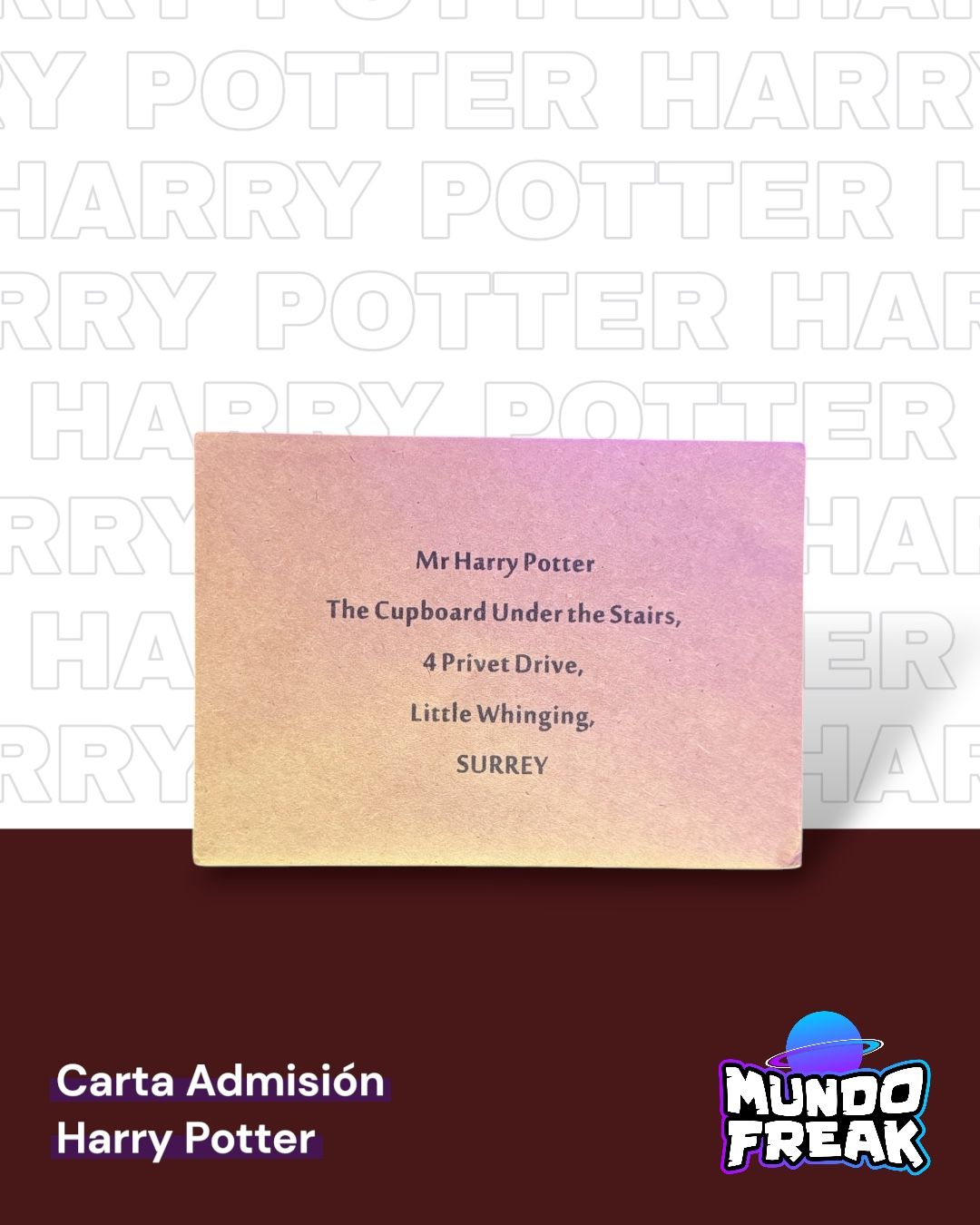Carta de admisión Hogwarts