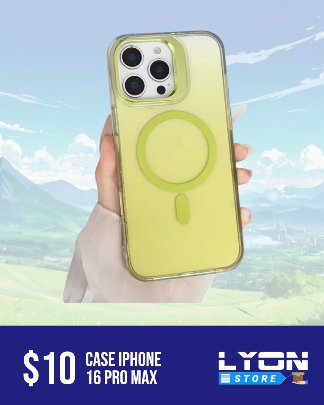 Forro de iPhone 16 pro Max color verde transparente 