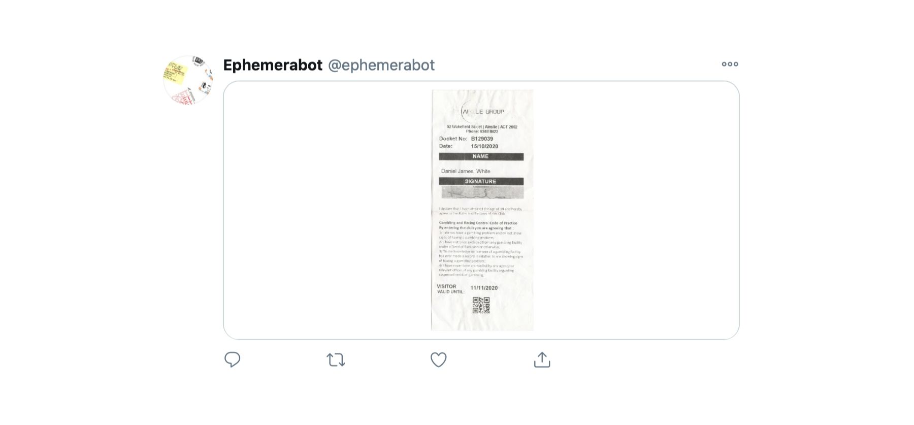 A mock up of a tweet