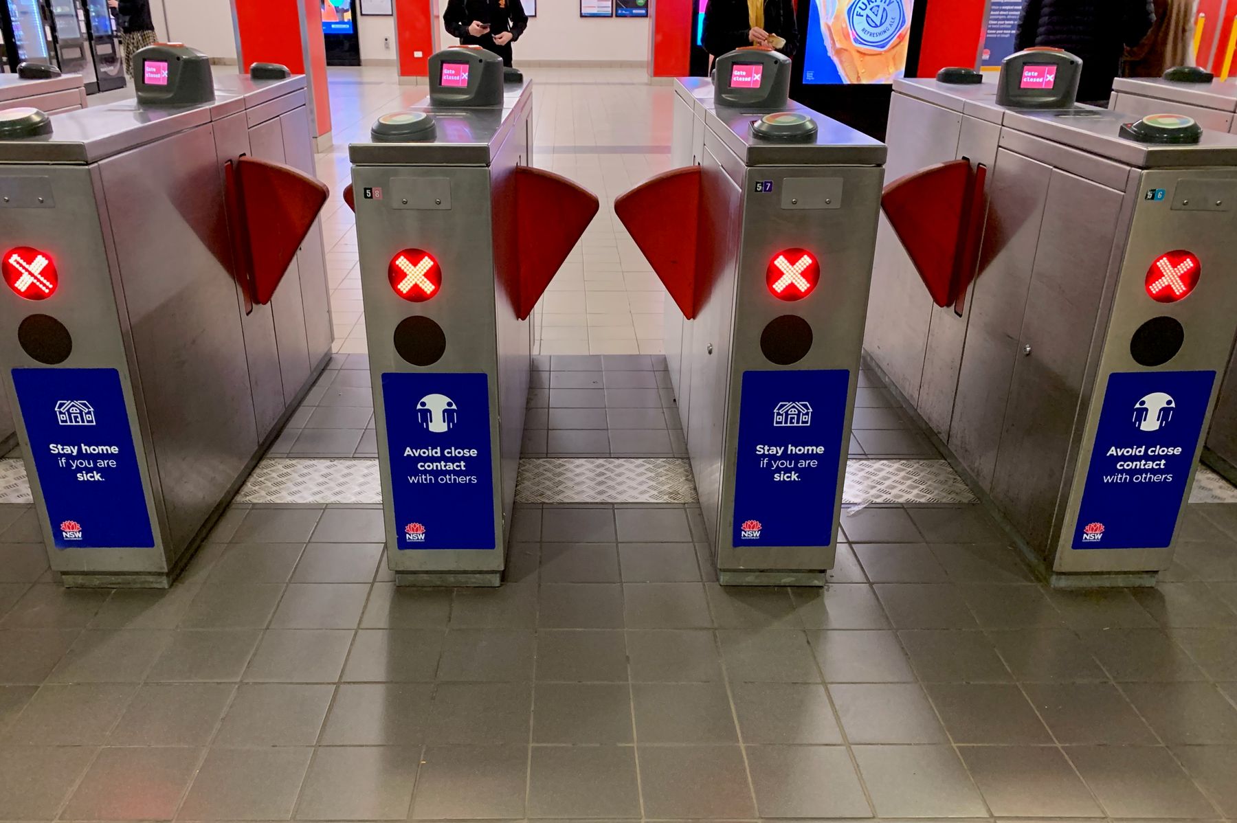 Coronavirus public safety signage inside Sydney's Central station