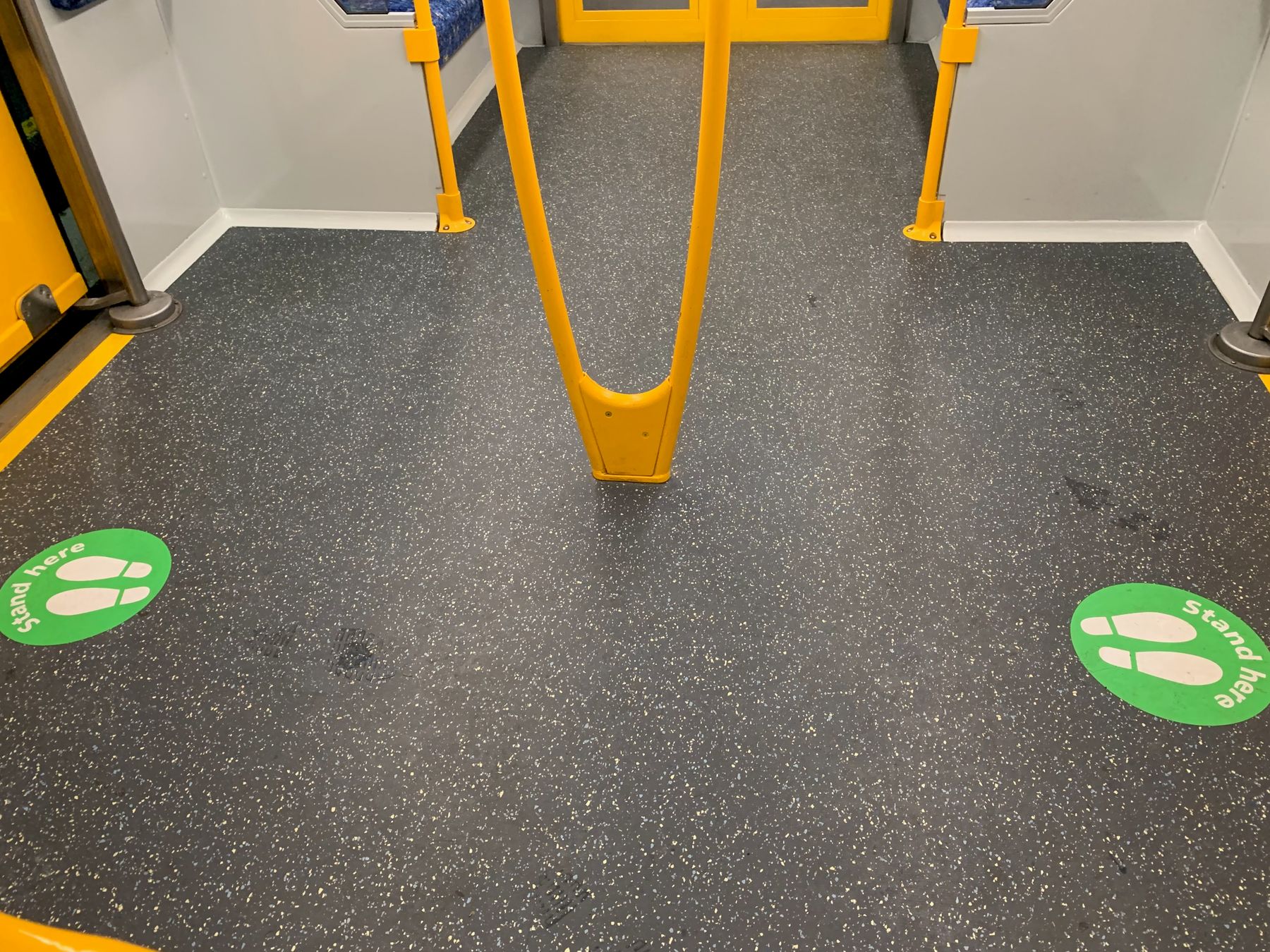 Coronavirus public safety signage inside a Sydney train