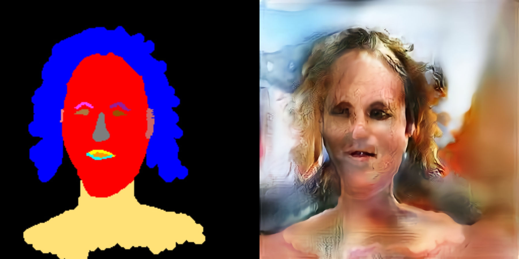 A sketch of a face and its computer-generated result