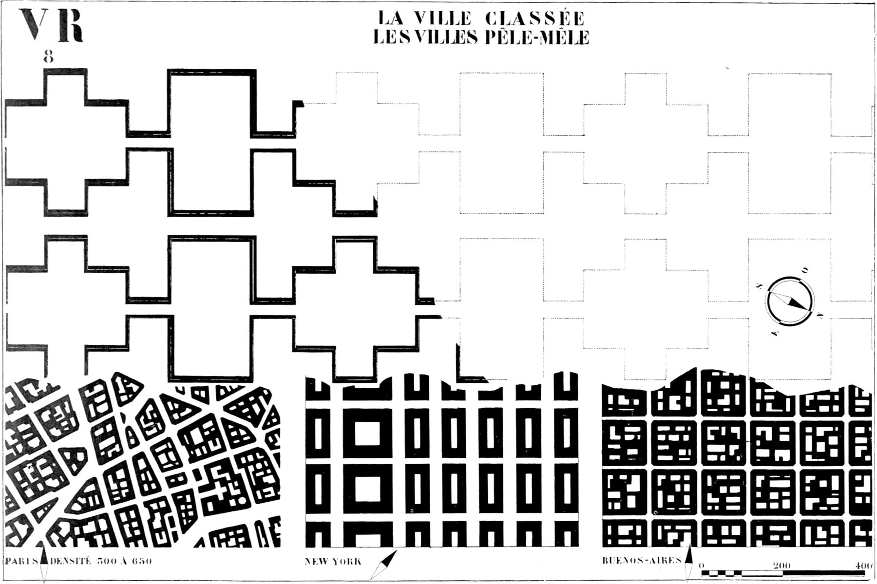A diagram comparing city block sizes