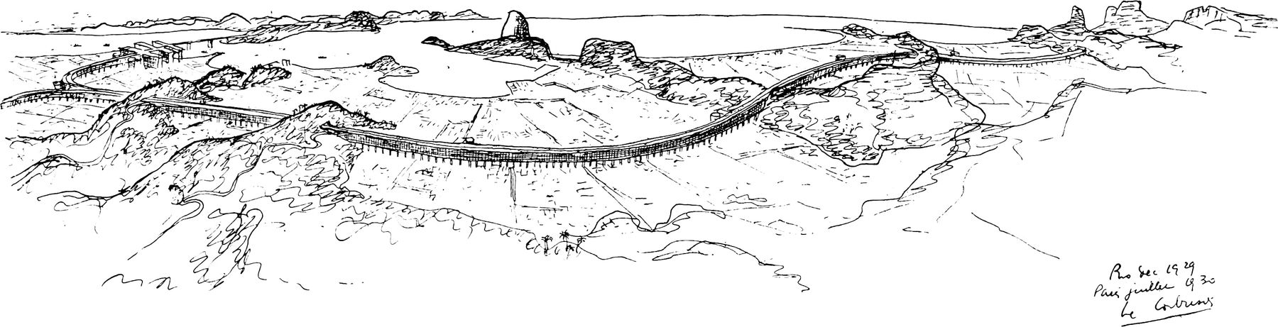 A sketch of Rio De Janerio, from the sky